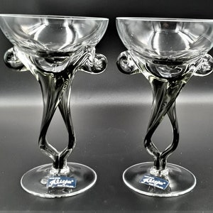 ALICJA POLISH Hand Blown GLASS Compote - Smoke Gray Cased Glass Jellyfish Compote Bowl - Jellyfish Bowl Gift Set Of 2