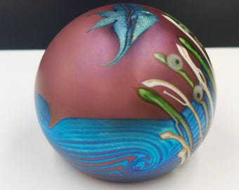 Orient & Flume Uranium GLOWS Pulled Feather Iridescent Flower Art