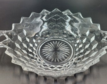 Vintage FOSTORIA AMERICAN Serving Bowl Double Handle Serving Dish Snack Bowl 11" Beautiful Classic Fostoria Example !