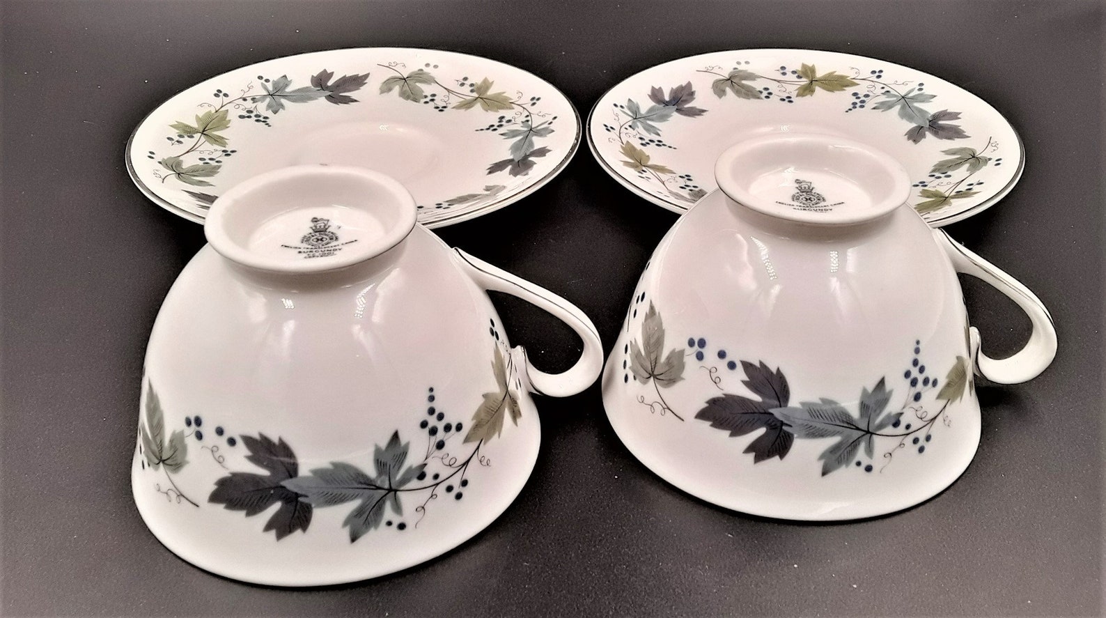 Vintage ROYAL DOULTON BURGUNDY Pattern Fine China 2 Tea Cup & Etsy