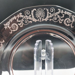Vintage FOSTORIA VERSAILLES Elegant Etched Pink Depression Glass Lunch Plate 8 3/4&quot; Sold Individually