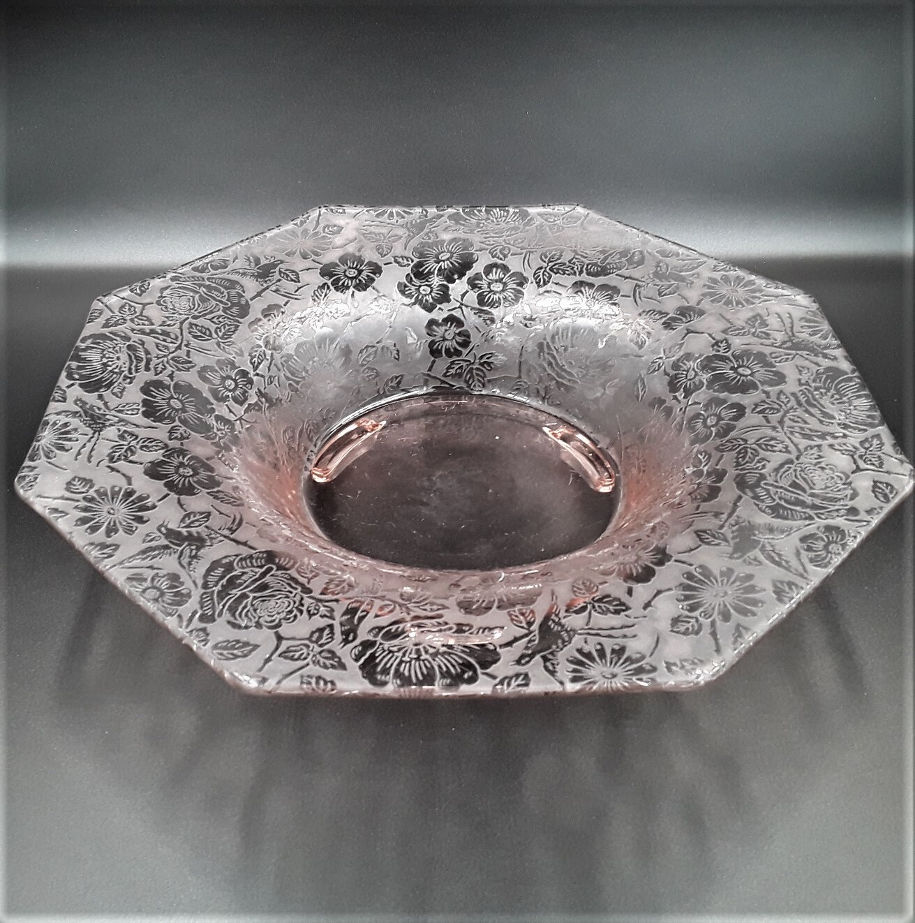 注目ブランドのギフト Antique FOSTORIA Pink Depression Glass Console Bowl PARADISE アンティーク雑貨