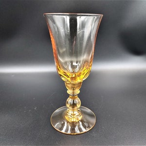 Vintage TIFFIN CANTERBURY Elegant Blown Crystal Glass Wine Glass BANANA Gold Rare Color Stunning Examples !