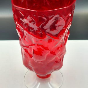 Vintage MORGANTOWN Ruby Red Crinkle Glass Goblet Tumbler Retro Glass Cocktail Glass Tea Glass MCM Glass