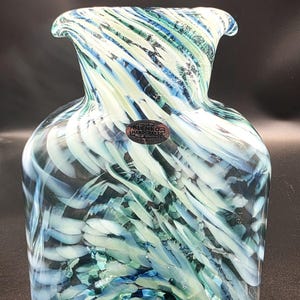 BLENKO Special Edition HELIOS Line URANUS Art Glass Double Spout Water Pitcher 1st Quality Includes Additional John Blenko Signature
