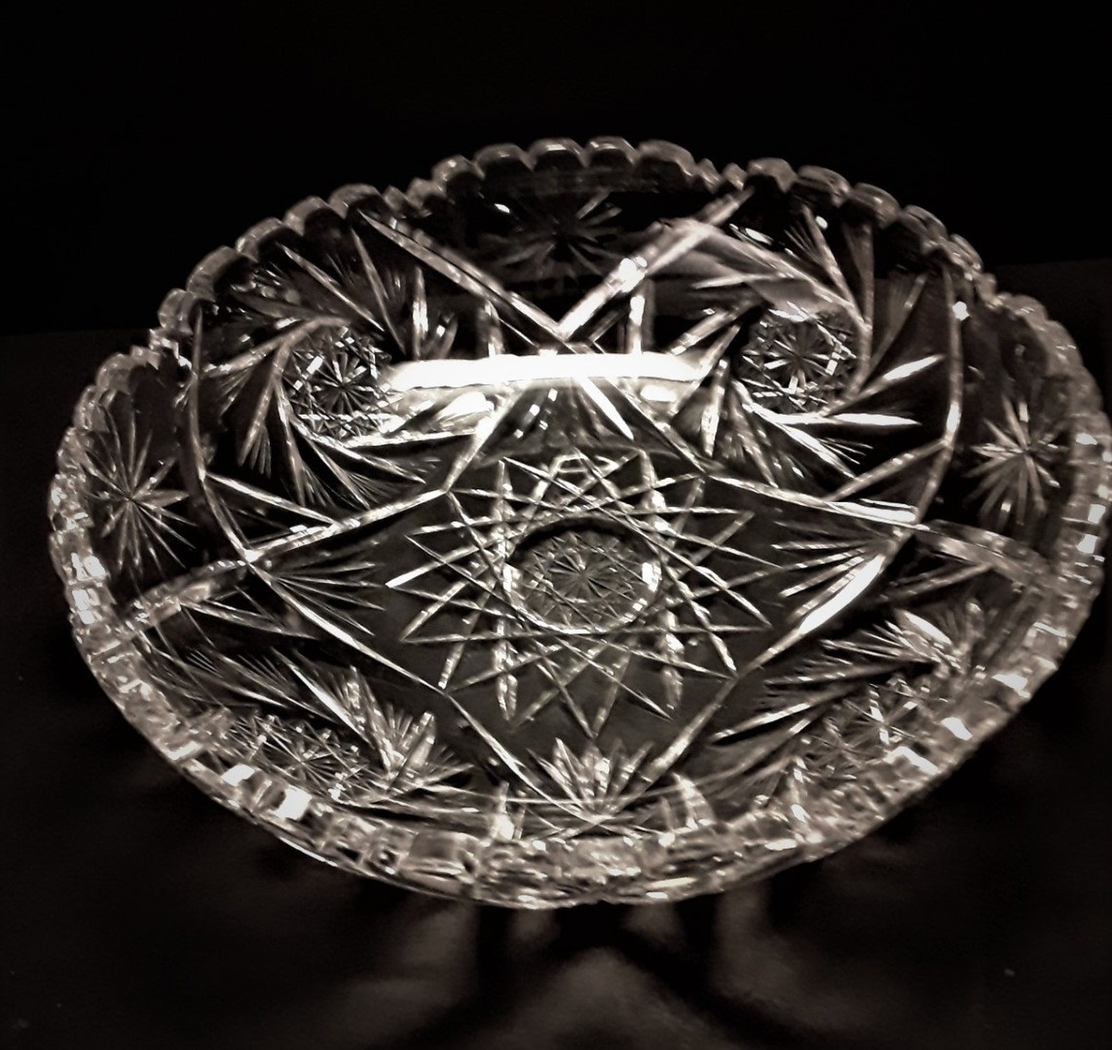 Vintage Lead CUT CRYSTAL Large ELEGANT Sawtooth Edge Pinwheels Etsy