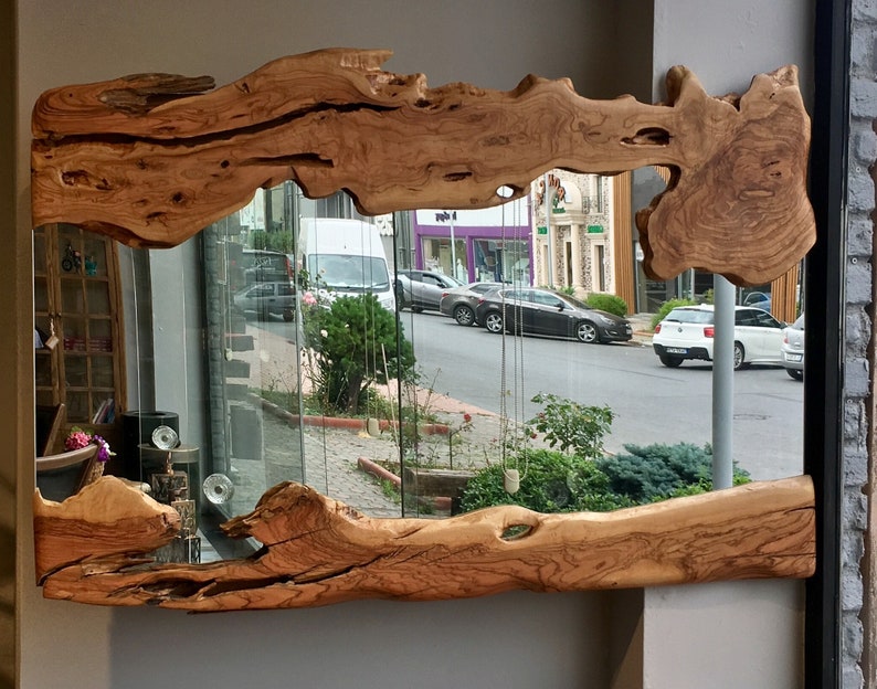 Mirror with Live Edge Olive Wood Frame Etsy