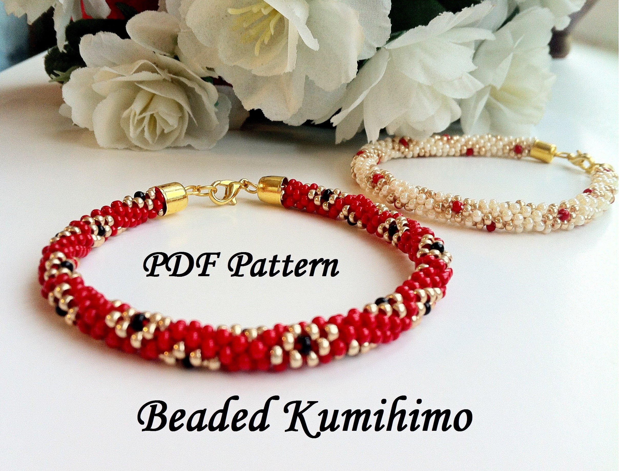 8 strands beaded kumihimo pattern PDF tutorial Diamonds Etsy