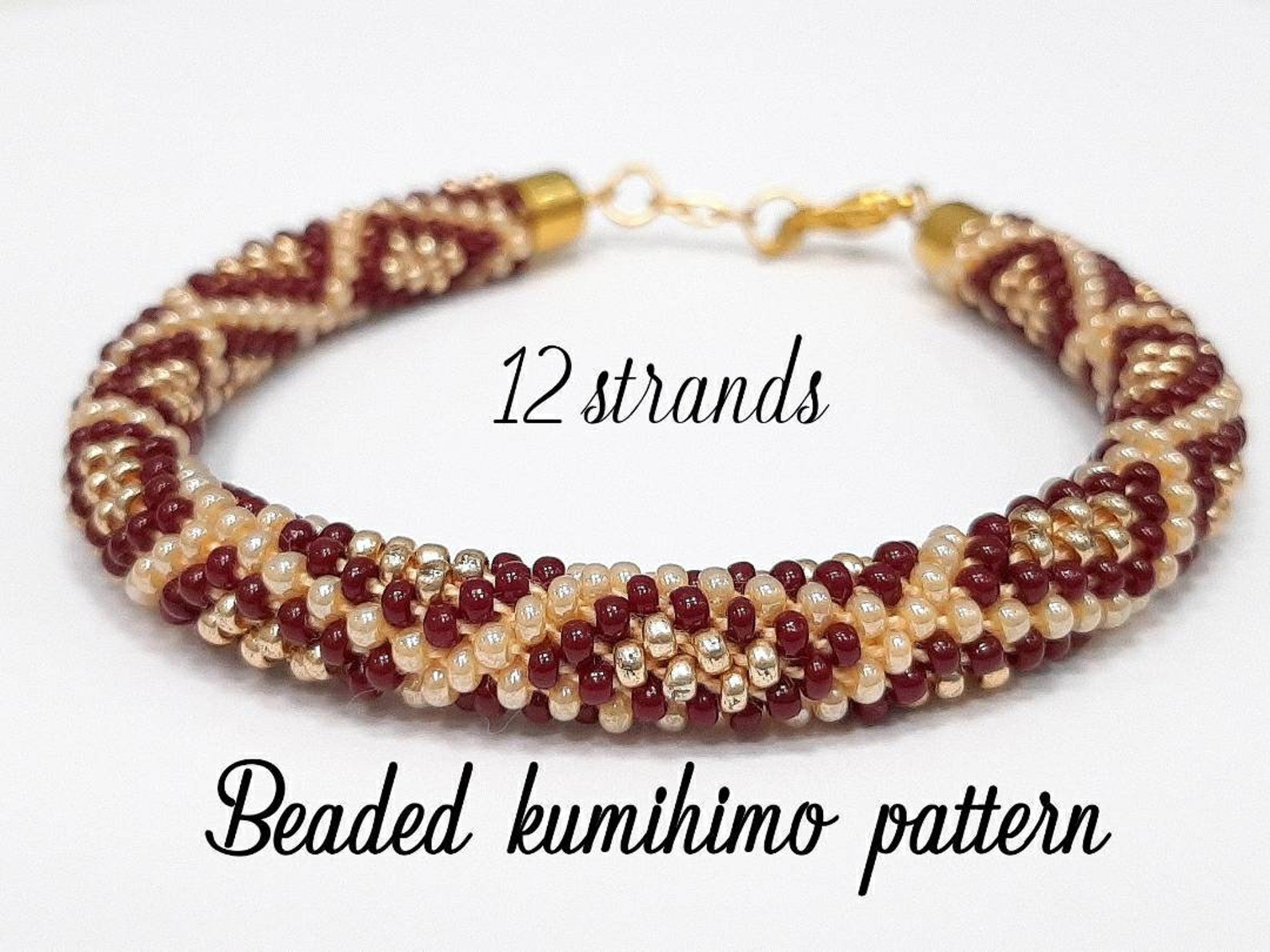 12 strands beaded kumihimo pattern PDF tutorial Royal diamonds Etsy