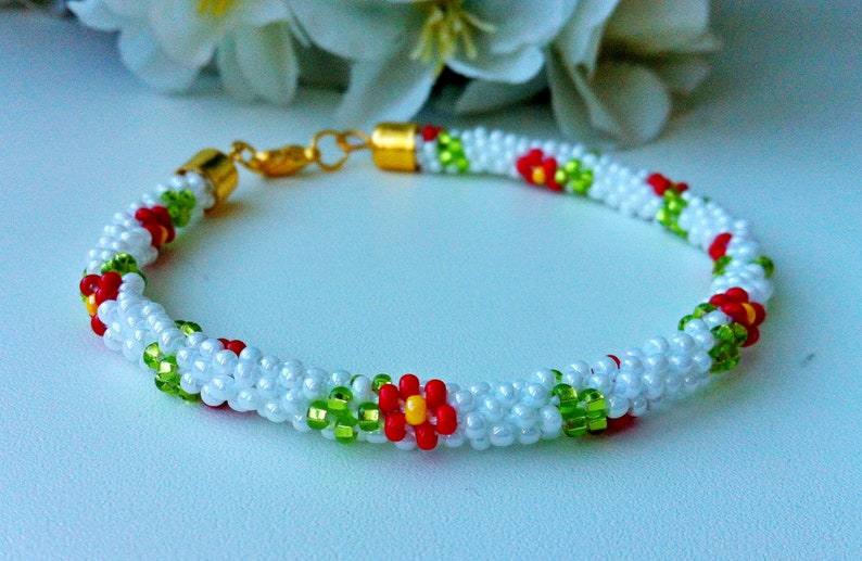 8 strands beaded kumihimo PDF pattern tutorial bracelet spring Etsy