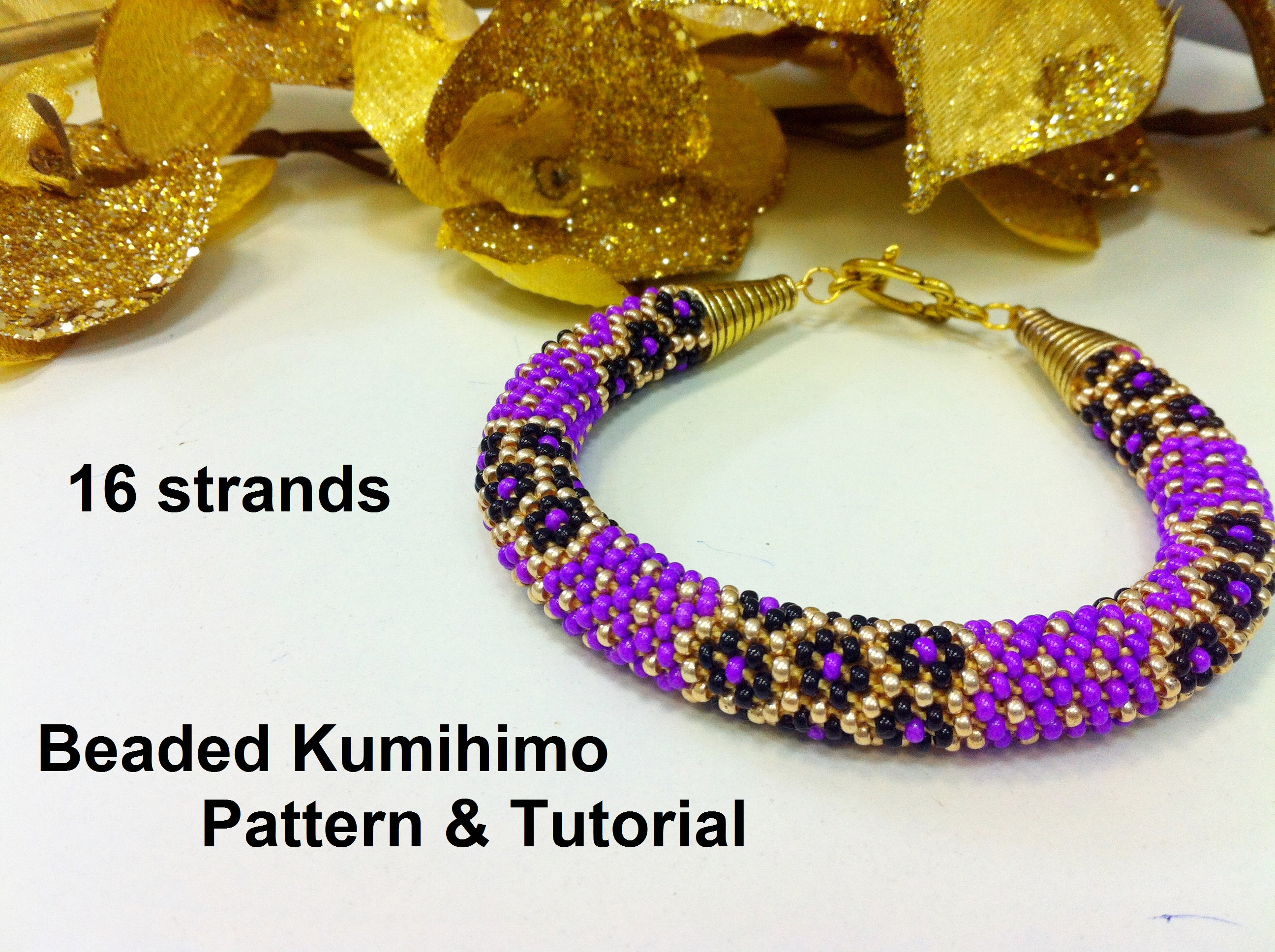 16 Strands Beaded Kumihimo Pattern PDF Tutorial Purple Etsy UK