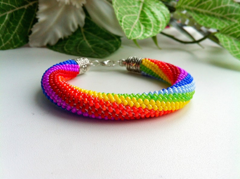 16 strands beaded kumihimo pattern tutorial Colorful rainbow Etsy