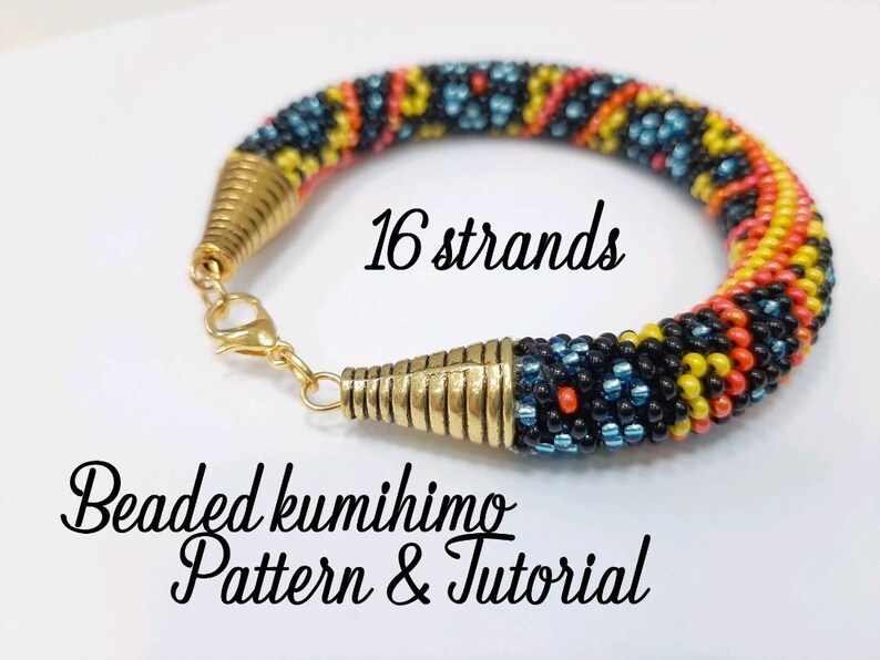 16 strands beaded kumihimo pattern PDF tutorial South night bracelet