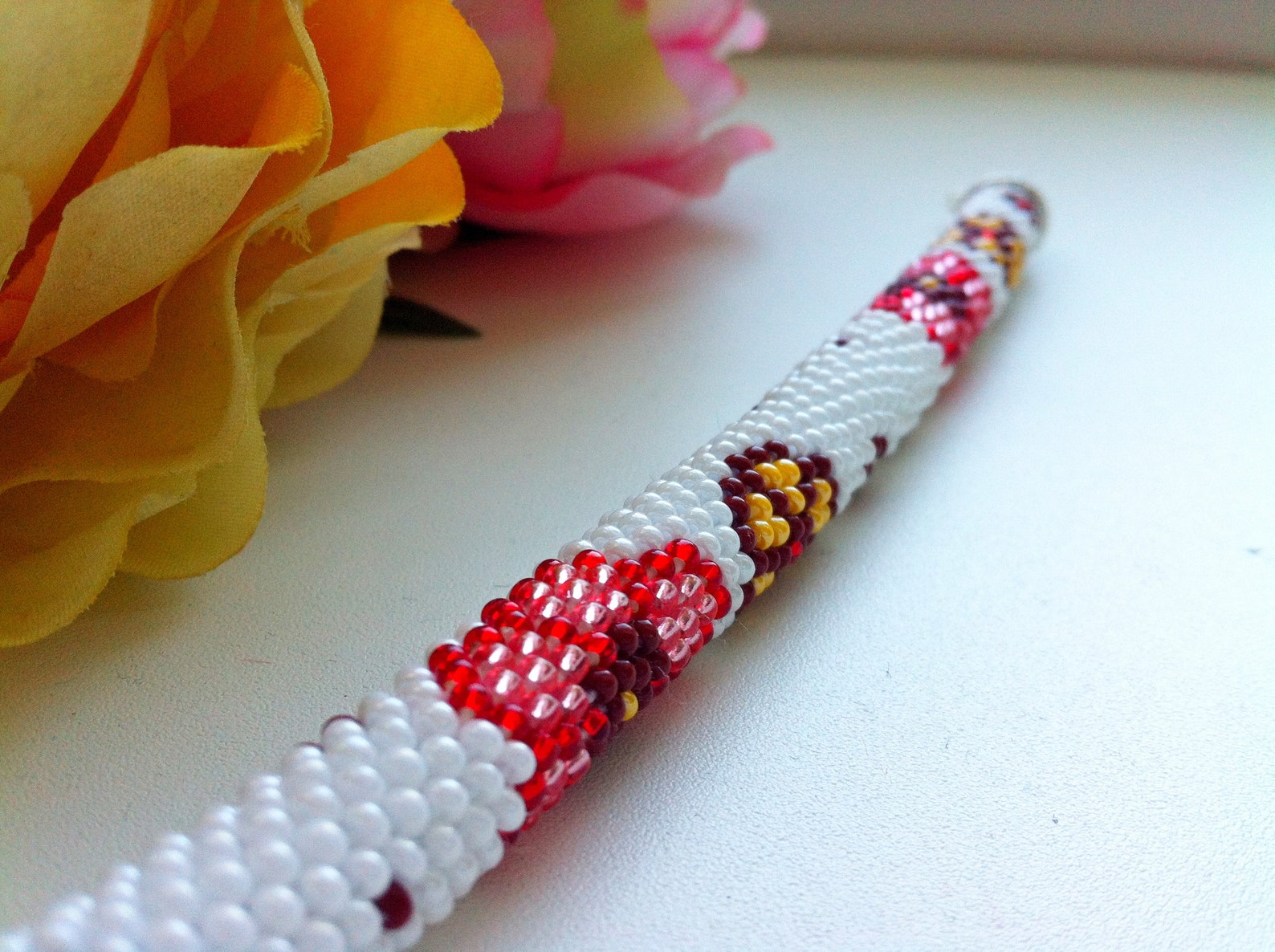 16 strands beaded kumihimo pattern PDF tutorial flower meadow Etsy