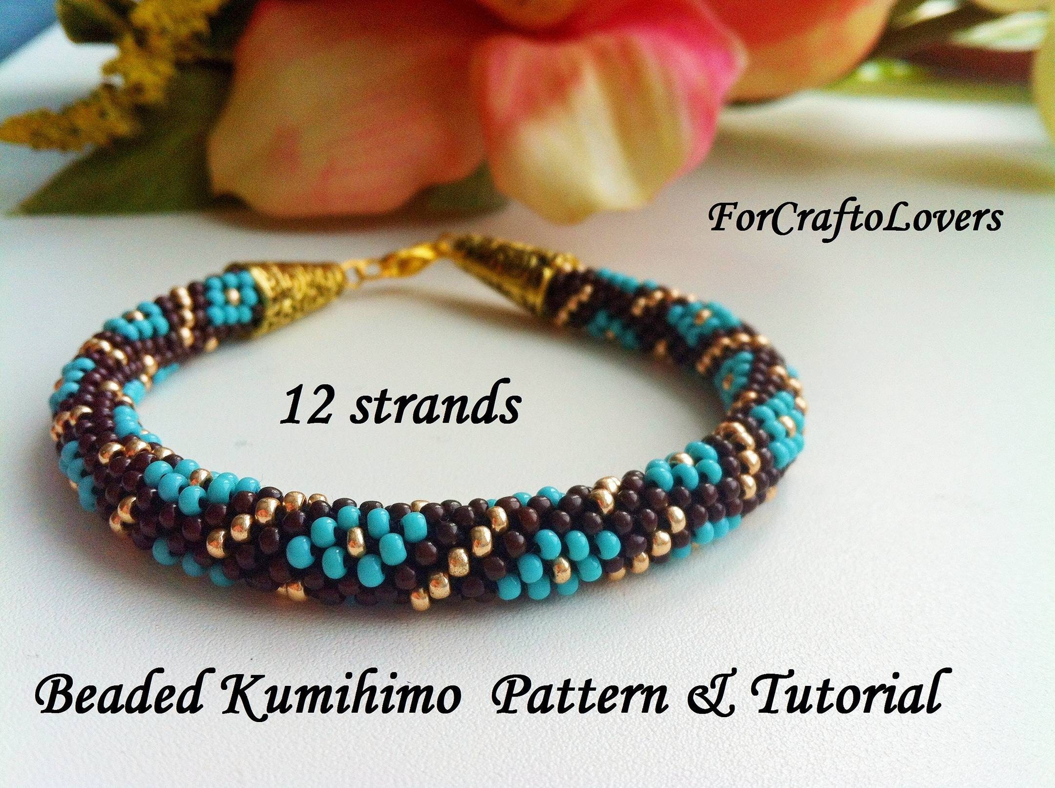 12 strands beaded kumihimo pattern PDF tutorial Turquoise Etsy