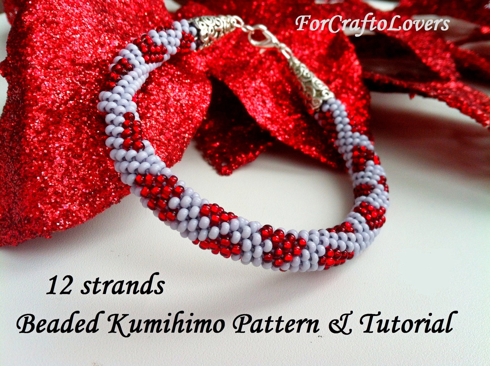 12 strands beaded kumihimo pattern PDF tutorial Hearts on the Etsy