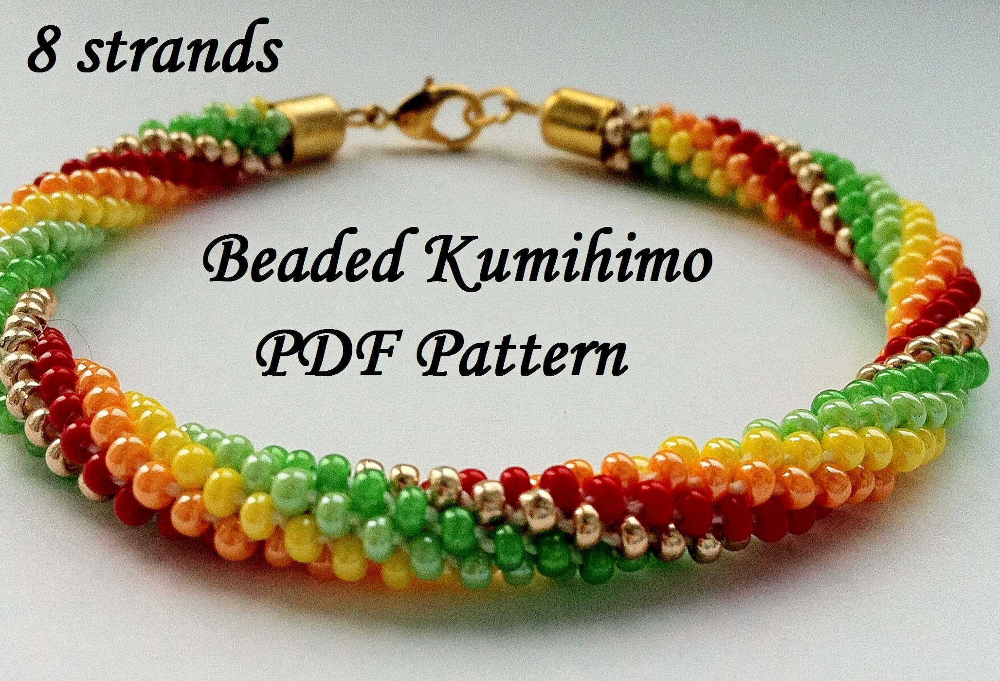 8 strands beaded kumihimo PDF pattern tutorial spiral bracelet Etsy