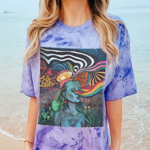 Abgefahrene Hippie Kleidung | Visions-Quest Premium Psychedelic T-Shirt | Coole Hippie-Geschenke | Hippie T-Shirt | Unisex Festival Kleidung Frauen Männer