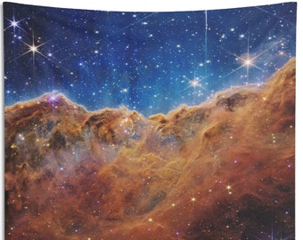 Arazzo spaziale Cosmic Cliffs / Decorazione per camera da letto con tema astronomico di qualità stellare