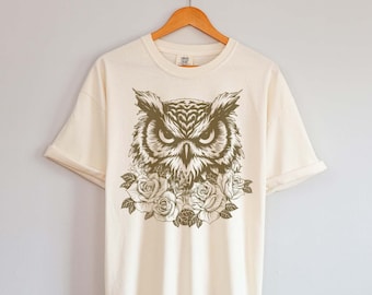 Gemütliches Eulen Shirt | S-4X Soft Graphic T-Shirts für Männer und Frauen | Naturliebhaber Geschenke