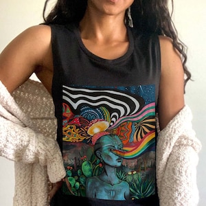 Visions Suche Trippy Tank Top | XS-3X Weiche ärmellose psychedelische Kleidung für Männer und Frauen | Geschenke für Hippies