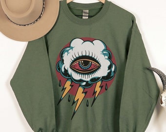 Sudadera Eye Cloud Weirdcore: Diseño de tatuaje psicodélico Y2K