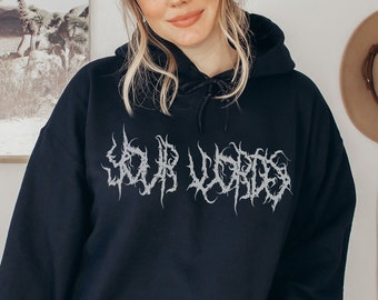 Custom Death Metal Font Hoodie: Heavy Metal Gothic Style Gifts