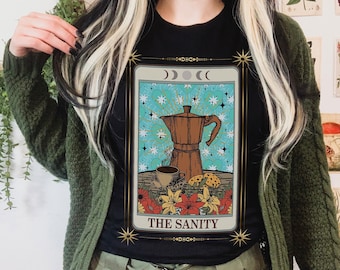 Coffee Tarot Card T-Shirt: Funny Food Tarot, Hippie Clothes