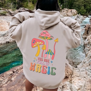 Magic Mushroom Hoodie | Trippy Boho Hippie Clothes | Comfy Festival Hoodie | Gender Neutral Pullover Hoodie