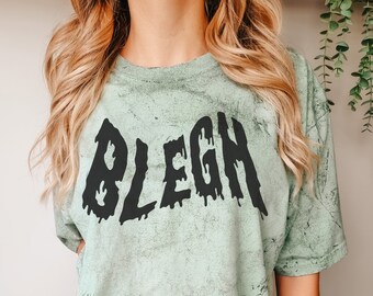 Heavy Metal Blegh Shirt | Drippy Font Grunge Tshirt | Unisex Relaxed Fit Punk Clothes | Alternative Clothing for Metalhead Men and Women