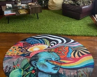 Trippy Circle Rug: Colorful Psychedelic Home Decor