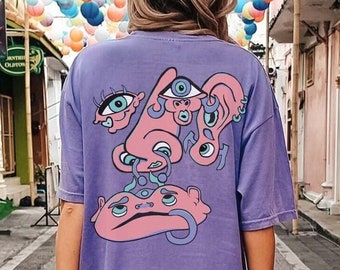 Psychedelic Trip Face T-Shirt: Unisex Trippy Hippie Tee