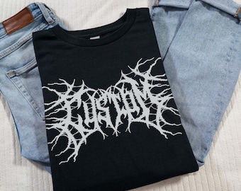 Custom Metalcore Shirt: Heavy Metal Goth Lettering, Unisex Regular and Oversized Fit