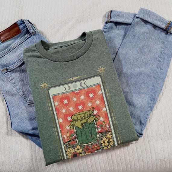 Tarot Pickle T-Shirt: Funny Green Pickle Graphic Tee