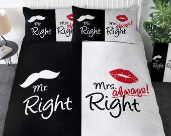 Couple Duvet Cover Mr Right Mrs ALWAYS 