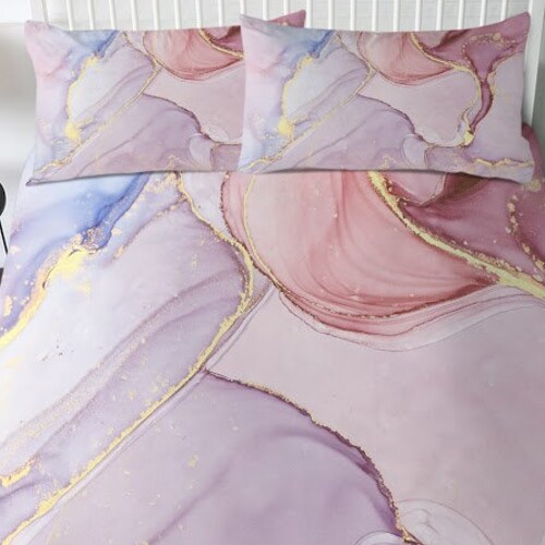 Marble Pastel Rainbow Duvet Cover Bedding Colorful Marble Etsy