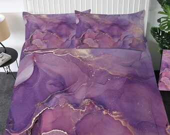 Burgundy Purple Marble Duvet Cover Sand 