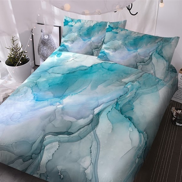 Aqua Duvet Cover Etsy