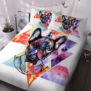  Lynnezilla Duvet Cover 3 Pieces Bedding Set French Bulldog Bedspread  Comforter Set Bed Cover All Season Twin/Full/Queen/King Size, 1 Duvet Cover  + 2 Pillowcase - Twin Size (68x87,180x220cm) : Home 