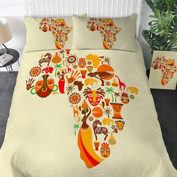 Africa Map 3-Piece Quilted Bedding Set NCU0NTD1835 main image 1