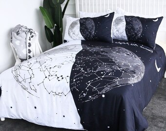 Earth Moon Duvet Cover Day Night Sun 