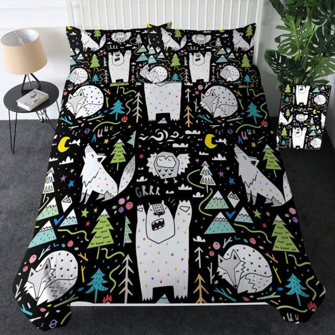 Fox Quilt Cover 3D Cartoon Fox Duvet Cover Bedding Set 3D Bedding Fox