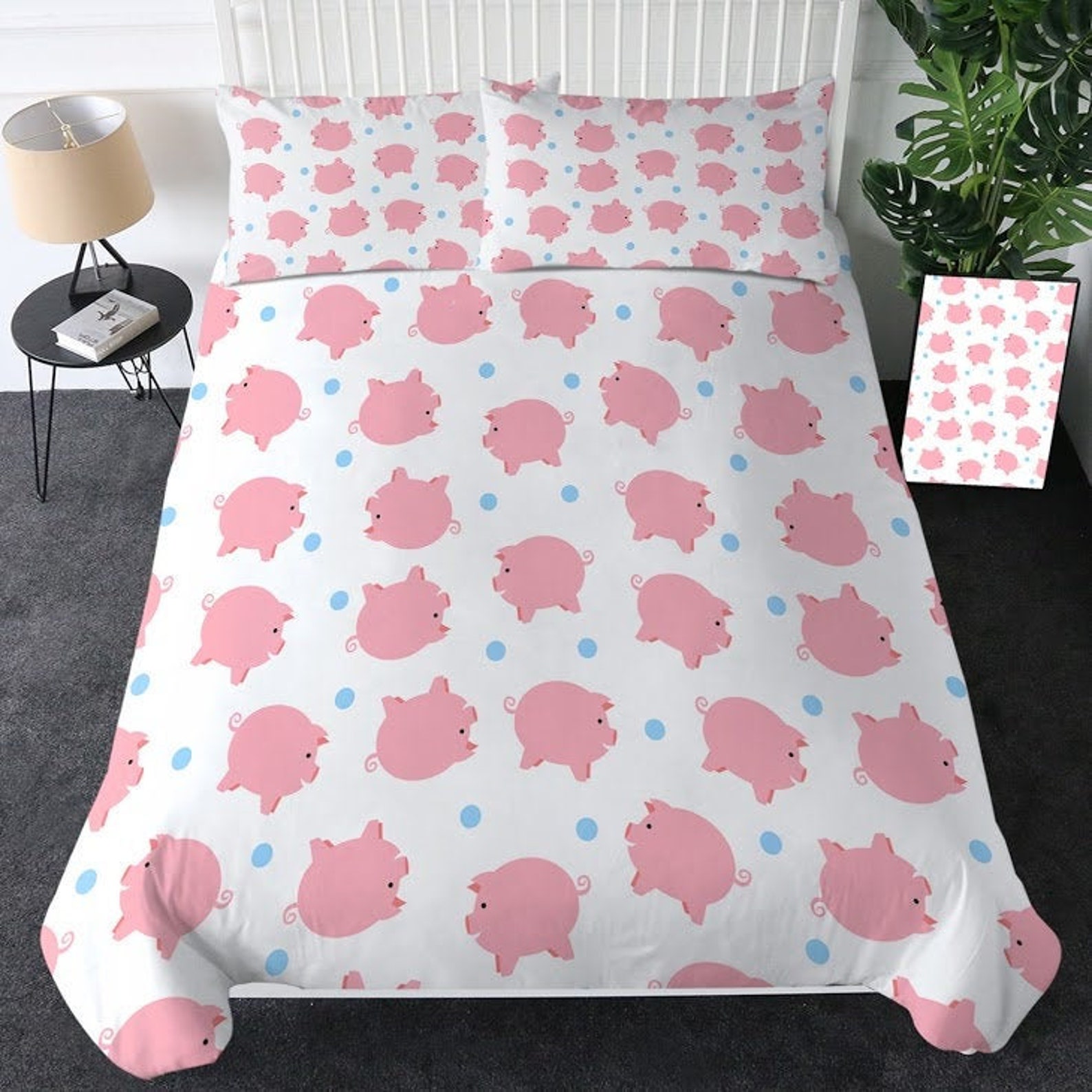 Piggy Duvet Cover Bed Set Pink Pig Quilt Cover Bedding Set 3D Etsy