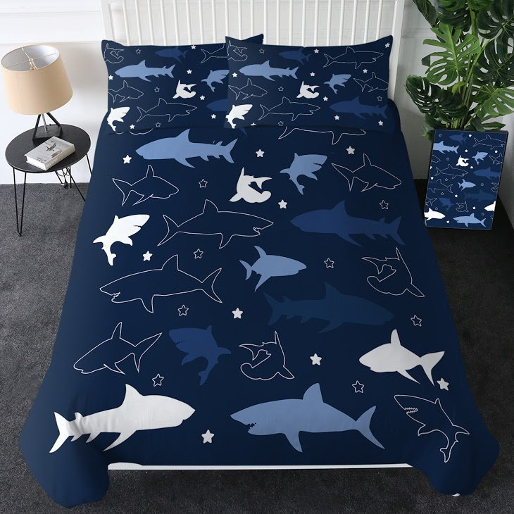 SHARK Duvet Cover Bed Set Blue Ocean Sharks Quilt Cover Etsy Australia