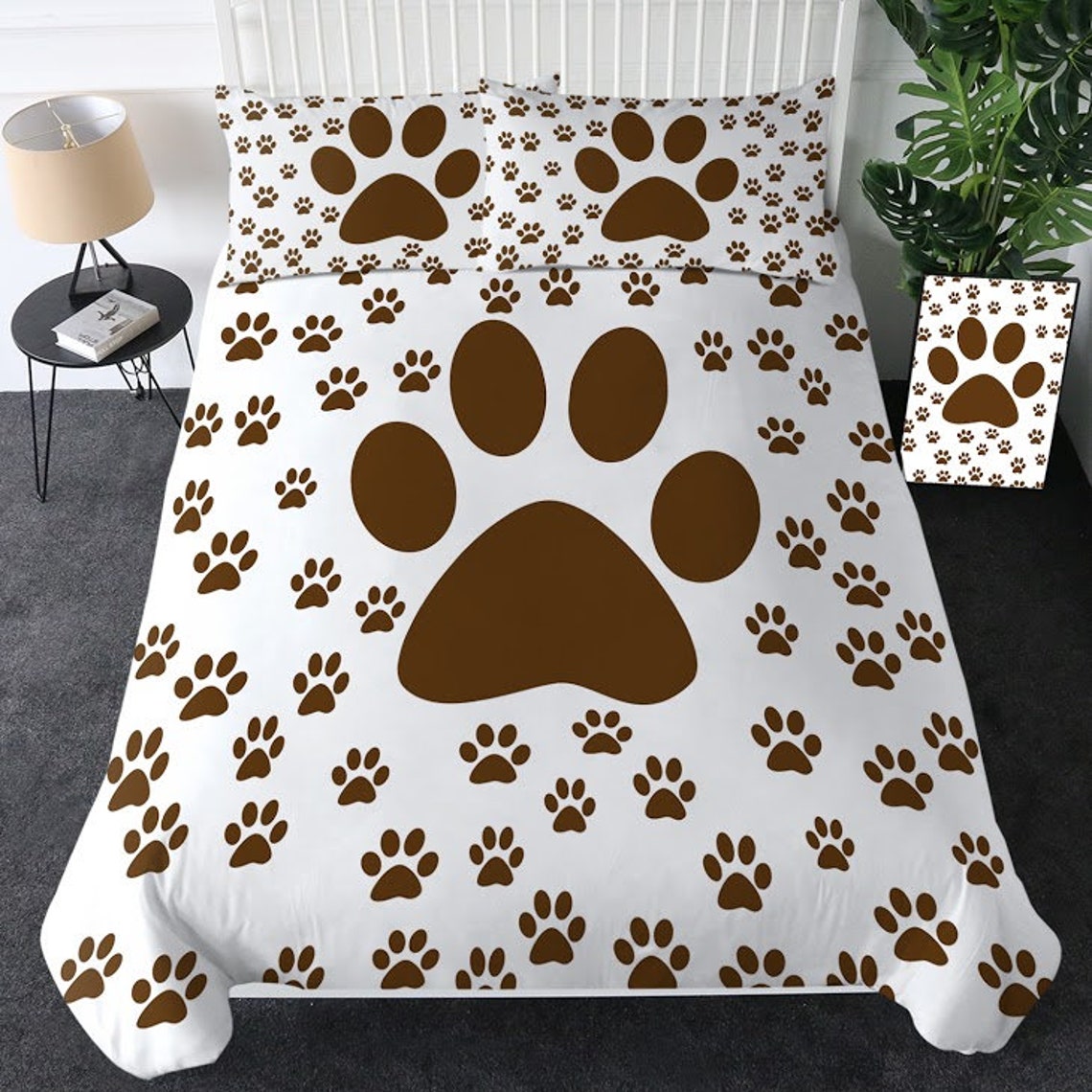 Pet PAW Duvet Cover Bedding PAW Print Brown Quilt Cover Set Etsy