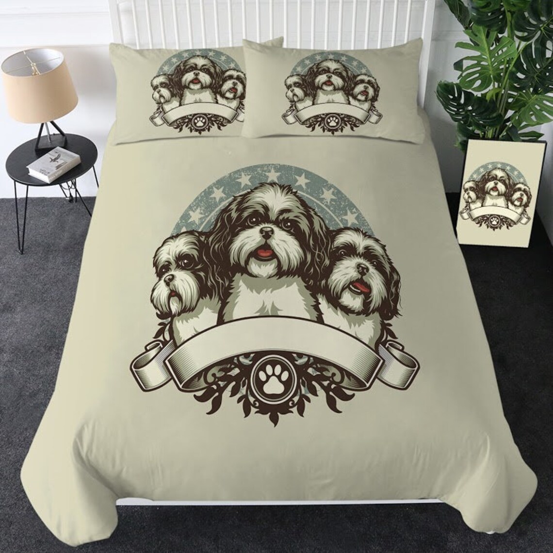Puppy Dog Duvet Cover Cartoon Dog Quilt Cover Bedding Set Etsy