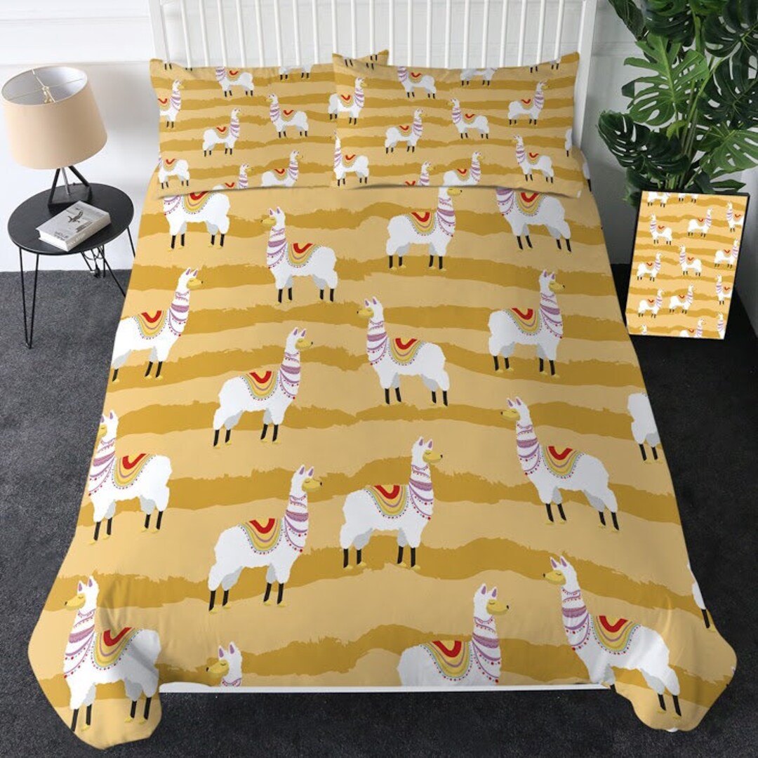 Llama Duvet Cover Llama Alpaca Quilt Cover Llama Printed Etsy
