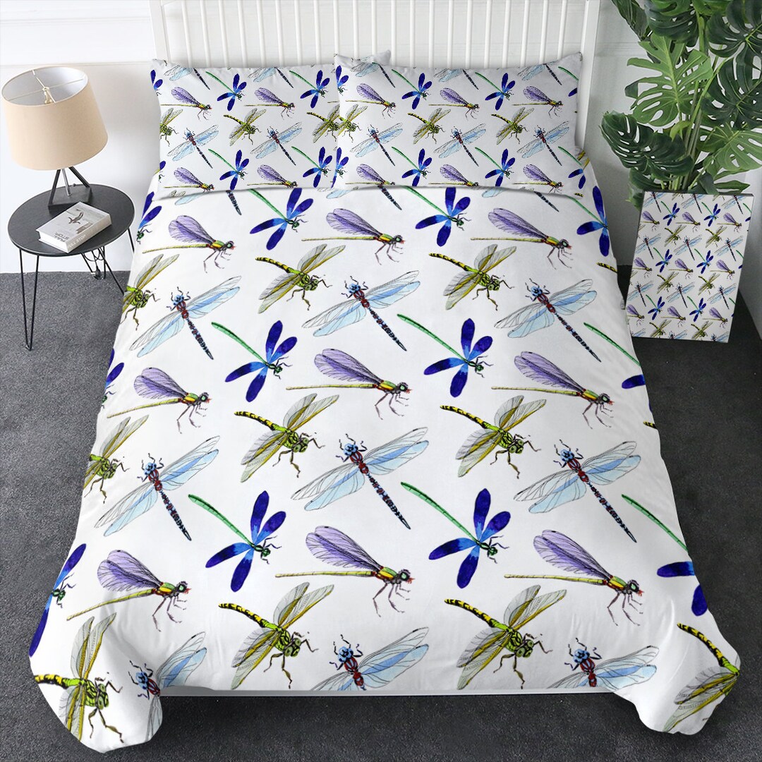 Dragonfly Quilt Cover Purple Dragonflies Duvet Cover Dragonfly Galore