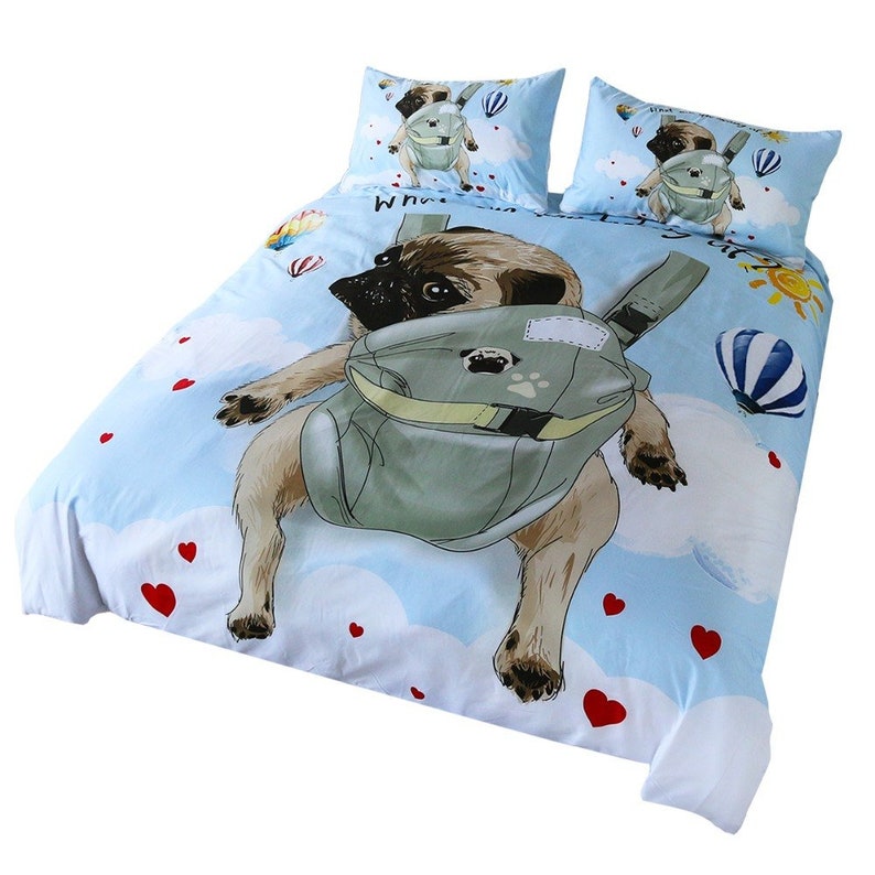Pug Duvet Cover Backpack Pug Bulldog Quilt Cover Bedding Set Etsy