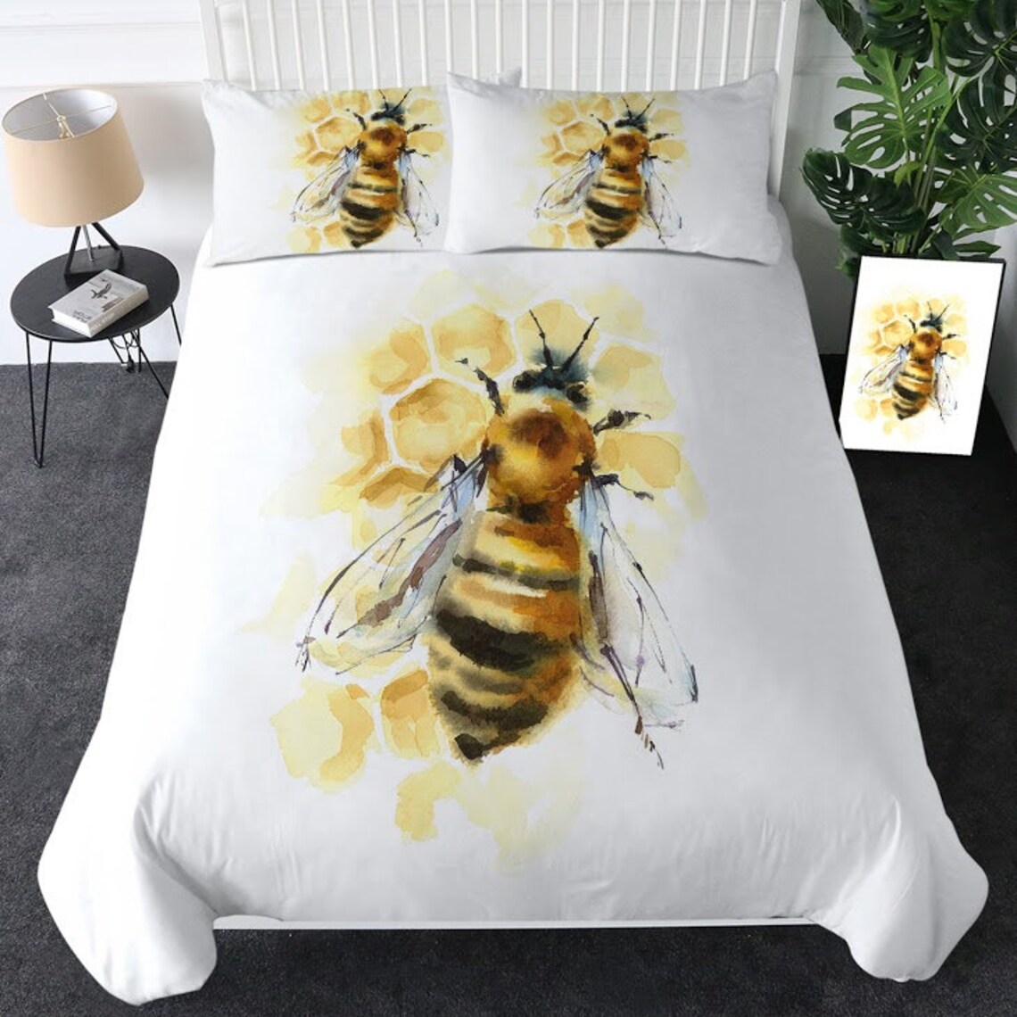 Honey BEE Quilt Cover Amarillo Honey Bee Duvet Cover Bedding Etsy